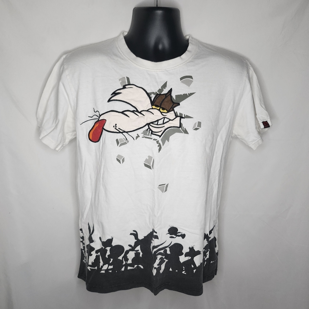 Mens Black Keys Wile E Coyote Looney Tunes Graphic Shirt Streetwear 90s Y2K Sz L